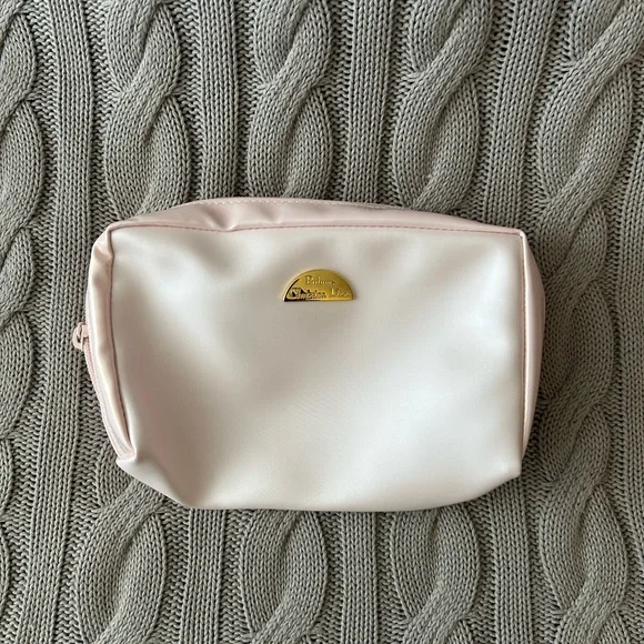 Dior Pink and White Cosmetic Bag with Gold Accent - Picture 1 of 4